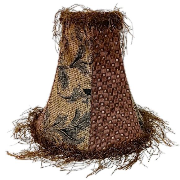 Tapestry Lamp Shade Corn Silk Fringe 9" Light Clip Bell Shaped Victorian Witchy. - Picture 8 of 16